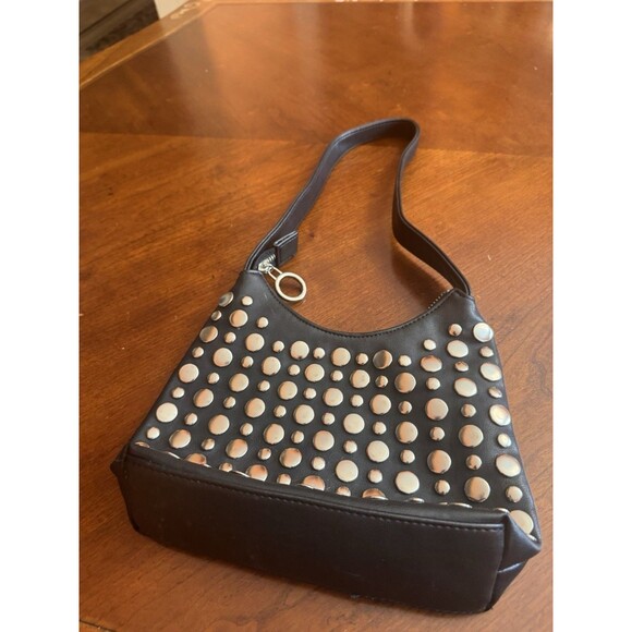 Vintage Y2K Nine West Black Weighted Studded Shoulder Bag ALL MAN MADE MATERIALS - Picture 6 of 9